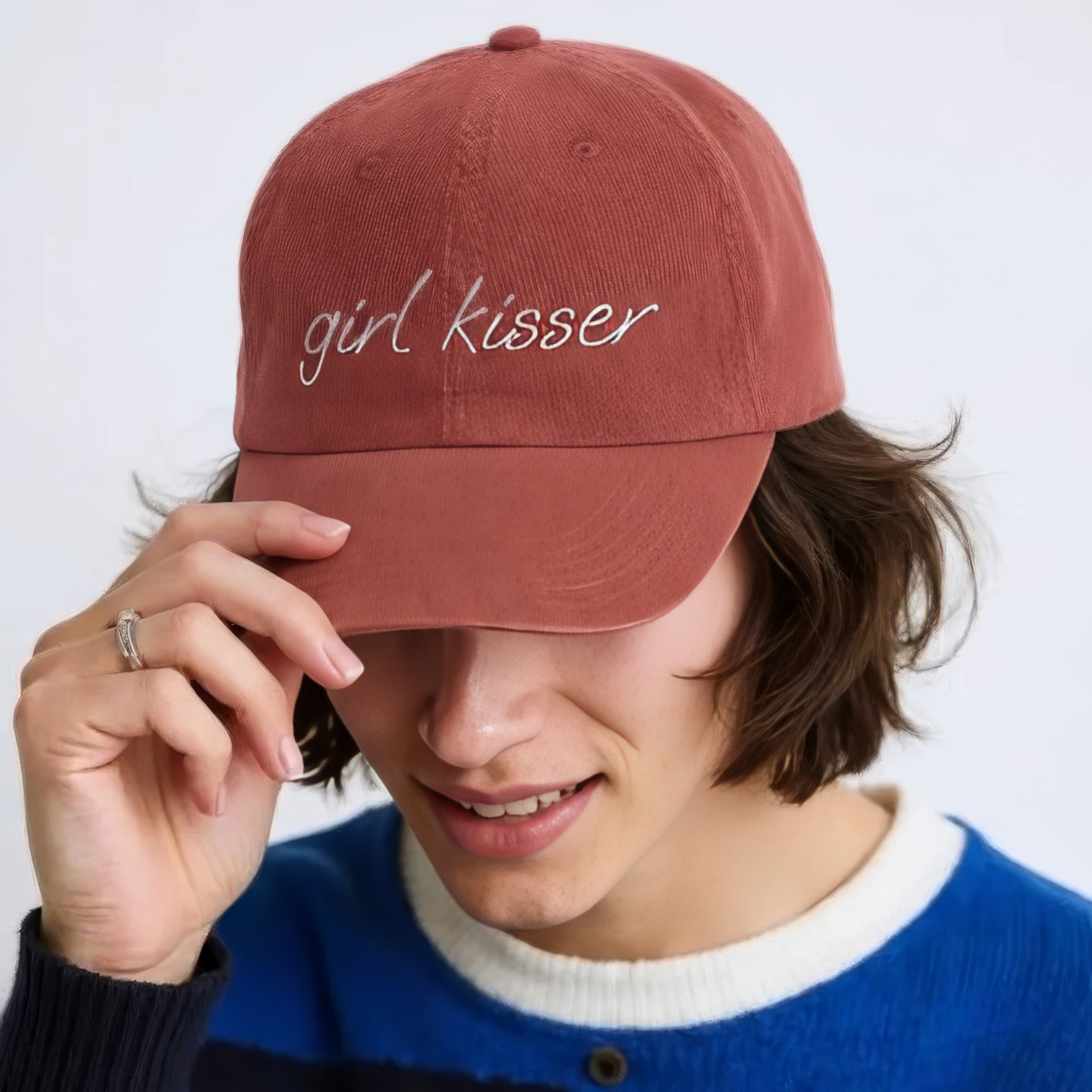 Girl Kisser Embroidered Corduroy Hat