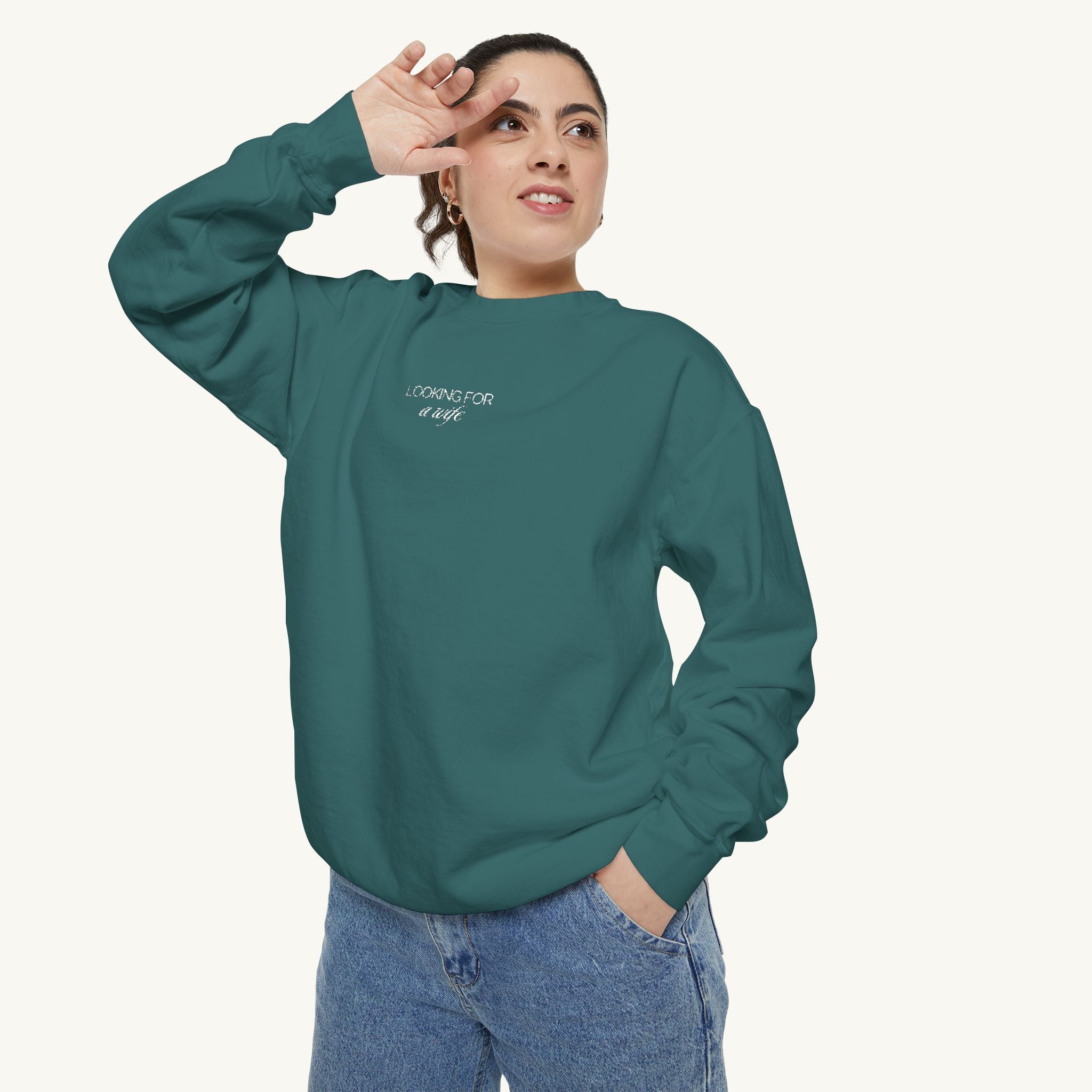 Looking for a Wife Embroidered Crewneck